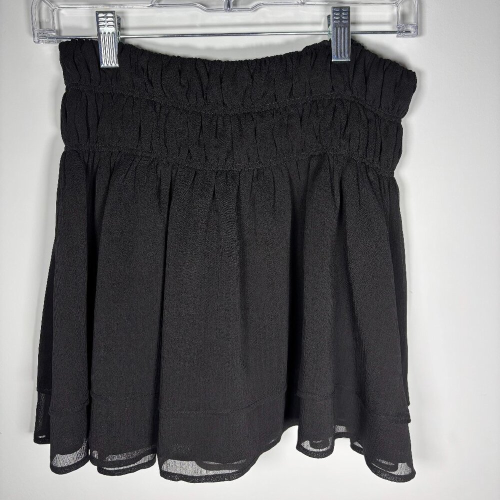 Tularosa Womens Smocked Waist Lightweight Polyester Lined Mini Skirt Black Small